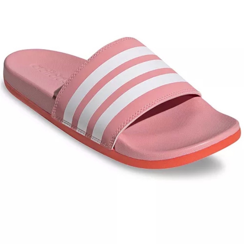 adidas Pink and White Adilette Slide Sandals